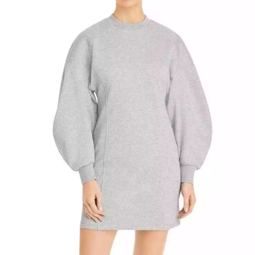 Lini Grey Balloon Sleeve Sweatshirt Dress Gerri Size SMALL NWOT